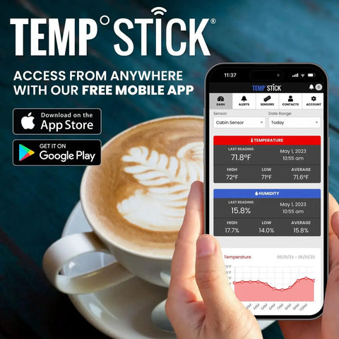 Remote WiFi Temperature And Humidity Sensor With Data Logger No Subscriptions Around The Clock Monitoring Alerts app display