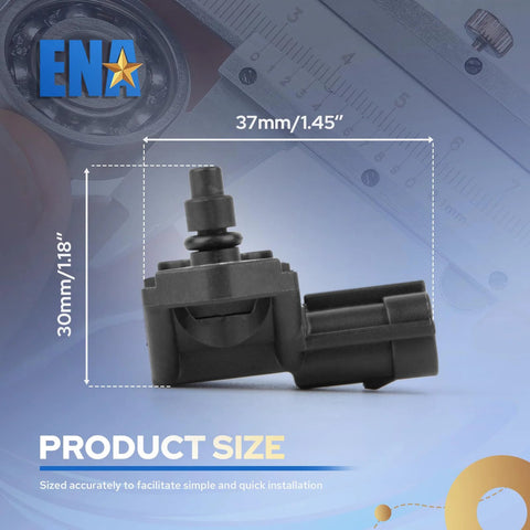 MAP sensor by ENA, black plastic with plug connector, 37mm x 30mm