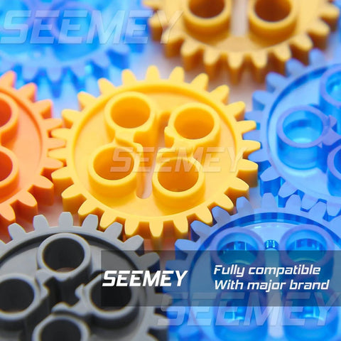 Close-up of colorful pin gears from the Massive 844Pcs Pin Gears Axles Set for RC Cars and Tanks, compatible with mainstream brands.