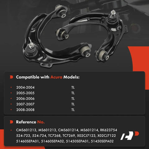 Front Upper Control Arm Pair With Ball Joint And Bushing For Acura TL 2004 2008 Left And Right Direct Fit Replacement
