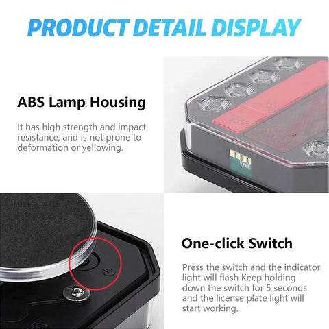 TWWFKK wireless trailer light with magnetic base and ABS lamp housing – front view