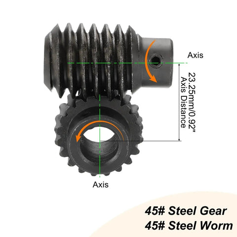 Beefy 1045 Steel Worm Gear Set With 20 Teeth 1.25 Module One To Twenty Reduction Right Rotation Drive Gear Box Wheel For Small Machinery