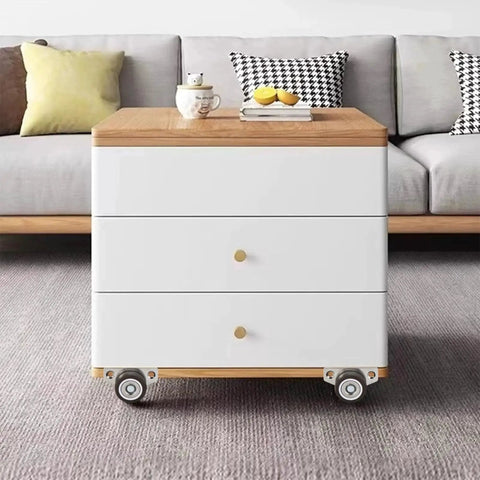 Mini Side Mount Casters Set 1.25 Inch Low Profile Fixed Non Swivel Rubber Wheels With Metal Plate For Furniture And Cabinets seen on a drawer