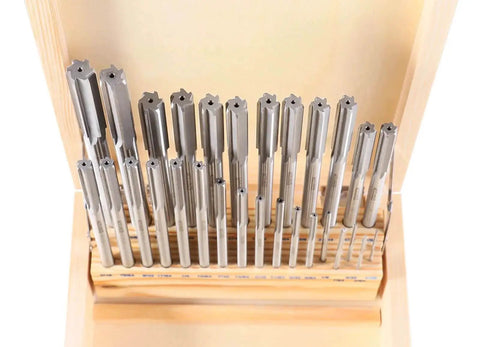 Chucking Reamer Set 29 Piece HSS Straight Flute Right Hand Cut One Sixteenth To One Half Inch Increments For Precise Hole Finishing