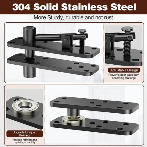 Hidden Door Hinge System Heavy Duty 360 Degree Rotation In Solid Stainless Steel, close-up of adjustable concealed gate hinges