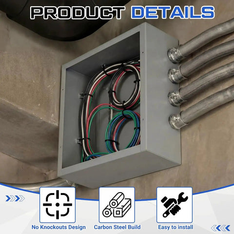 Rectangle Pull Box Electrical 12x12x6 Inch Beefy Steel Electrical Enclosure Pull Box...