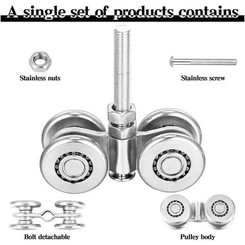 Set Of Four Wheel Trolley Assemblies For Heavy Duty Barn And Shed Sliding Doors with stainless steel components