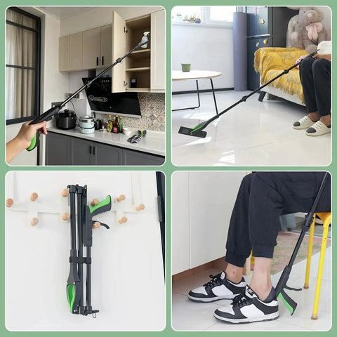 51 Inch Extra Long Grabber Reacher Tool With Foldable Design, Magnetic Tip, in use for retrieving items indoors and outdoors