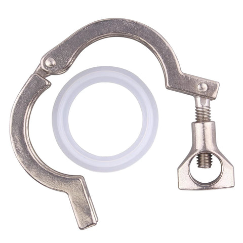 Sanitary stainless steel tri-clamp with wing nut and silicone gasket, 50.5mm ferrule, pack of 2