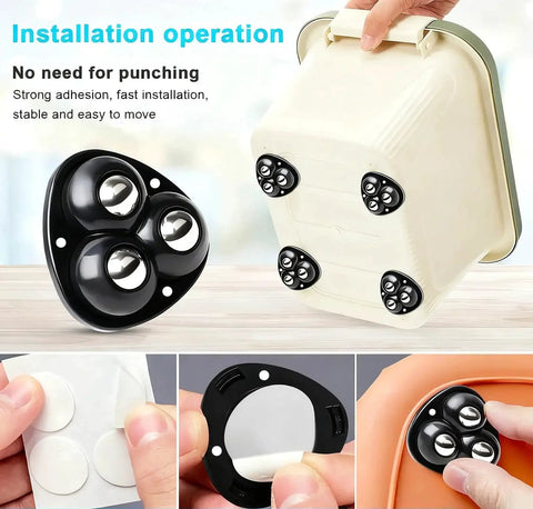 4 Pack Self Adhesive Swivel Caster Wheels With 20 Lb Load Per Wheel Low Profile Mobility Rollers For Furniture and storage bins
