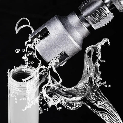 2 In 1 Internal And External Pipe Threading Tool For One Half And Three Quarter Inch PVC Pipe, Electric Drill Compatible Pipe Threader Kit in action