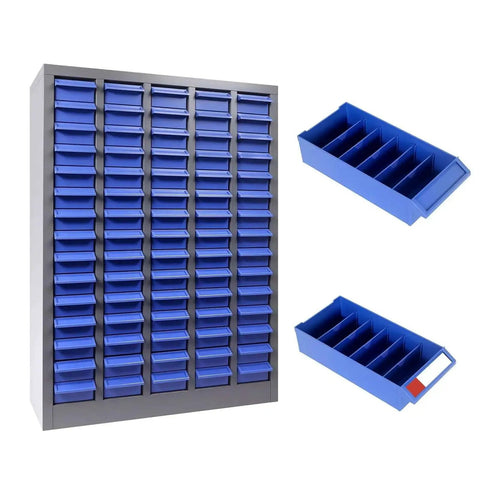Heavy Duty 75 Drawer Parts Cabinet With 26 By 9 By 36 Inch Steel Frame And ABS Drawers Multi Purpose Nut And Bolt Organizer