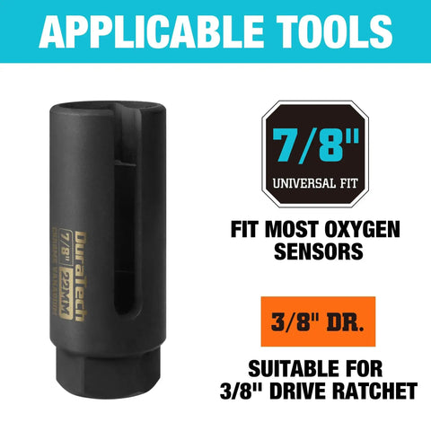 O2 Oxygen Sensor Socket 22mm For Three-Eighths Inch Drive With Side Wire Gate Chrome Vanadium Steel Removal And Installation Tool