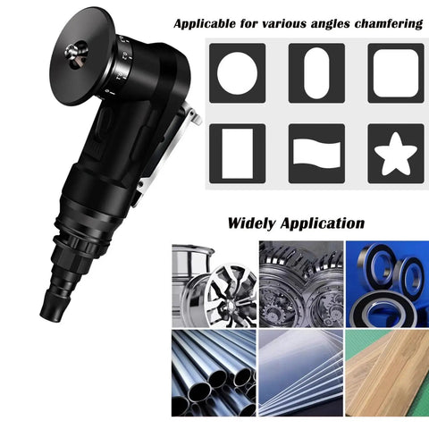 Portable Forty Five Degree Pneumatic Chamfering Tool For Metal And Wood Beveling Deburring With One Quarter Inch Air Inlet Lightweight One Hand Operation Low Vibration Smooth Cuts High Efficiency