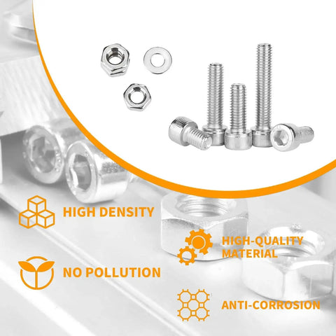 Heavy Duty M2.5 Screws Nuts And Washers Set In Stainless Steel with Fully Threaded Hex Socket Head Cap Bolts and Matching Nuts