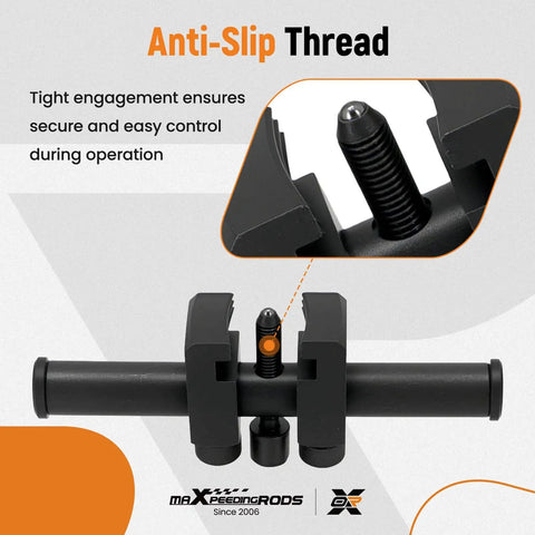 Anti-slip thread of Universal Crankshaft Pulley Removal Tool And Harmonic Balancer Puller Set with adjustable ribbed drive belt.