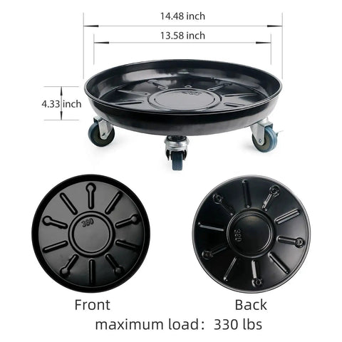 Heavy Duty Plant Caddy With Universal Wheels 3 Pack Black Round Plant Stand Trolley dimensions and weight capacity details