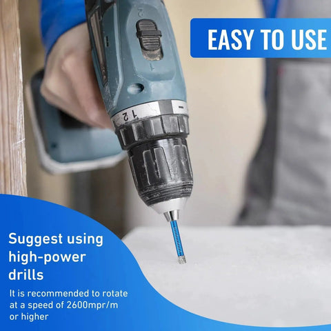Using a 12mm drill from 6 Piece Diamond Drill Bit Set For Porcelain Ceramic Glass And Tile With Cooling Wax For Smooth Precise Drilling