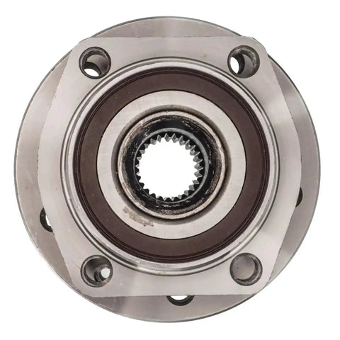 Front view of Front Hub Bearing Assembly For Volvo 850 C70 S70 V70 4 Lug Without ABS Bolt On Direct Fit 26 Spline Ball Bearing