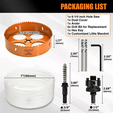 6 1/4 Inch Bi Metal Hole Saw Kit For Recessed Lights Can Lights Wood Drywall And Metal Luckyway Includes Arbor Dust Bowl