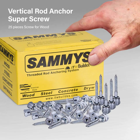 Woodworking Ready Vertical Threaded Rod Anchor Kit With Three Eighths Inch Screw No Pre Drilling Required