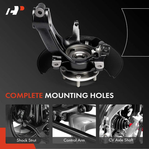 Front Right Steering Knuckle With Wheel Bearing Hub Assembly For Honda Civic 2016 To 2021 Passenger Side includes hub bearing and dust shield easy install direct fit replacement showing complete mounting holes