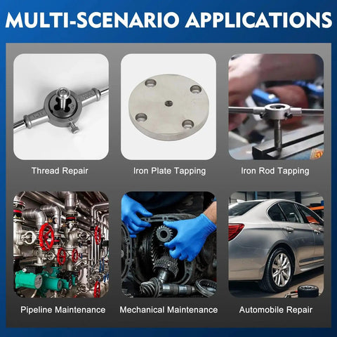 Multi-scenario applications of 80 Piece Metric Tap And Die Set M3 Through M12 for thread repair and tapping in various projects