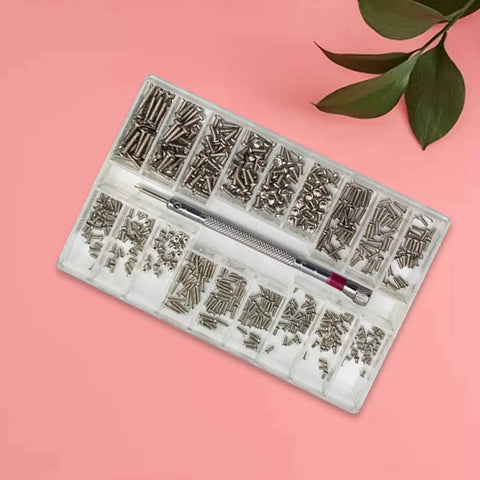 6X Metric Screw Kit Set With M1.2 M1.4 M2 Micro Screws, 500 Pieces In A Portable Dustproof Case, 18 Sizes, shown opened on display