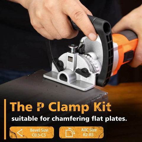 Powerful 850W Handheld Chamfer Tool For Trimming Beveling And Deburring, 120V 60Hz Metal Chamfering Machine PT-100 in use on metal surface