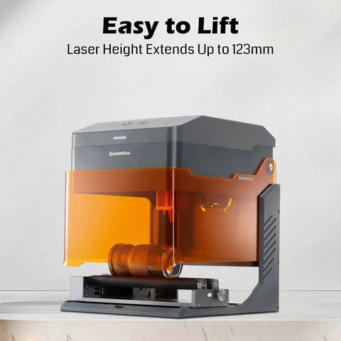 Side view of Portable 10W Laser Engraver For Home Use With Acrylic Enclosure And Lightweight Engraving Area on a table.