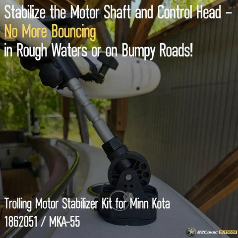 Beefed Up Electric Steer Trolling Motor Stabilizer Mount For Minn Kota Terrova Riptide Ulterra PowerDrive And More installed on boat