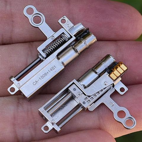 Tiny But Mighty 5mm Planetary Gearbox Stepping Motor With Ball Bearing Linear Screw on palm, showing compact design
