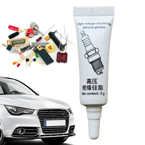 Dielectric Lubricant For Electronics And Automotive Weatherproof Silicone Grease High Temperature Insulating Compound Anti Corrosion Sealant For Spark Plugs And Ignition Systems Keeps Electrical Contacts Smooth And Protected No Fuss, 5g tube with car and electrical components