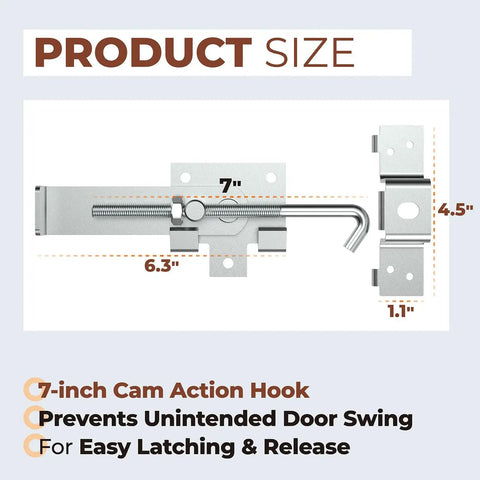 Zinc Plated Barn Door Jamb Latch With Hook For Bi Parting Doors 7 Inch Secures Sliding Doors And Barn Gates From Wind