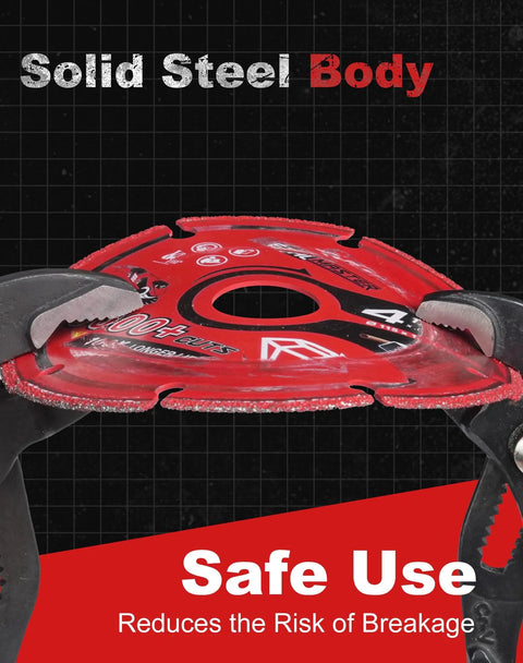 Side view of Diamond Cut Off Wheel For Metal 4 And A Half Inch By Seven Eighth Inch Dry Cutting Rebar Steel Iron INOX EZARC Diamond Technology