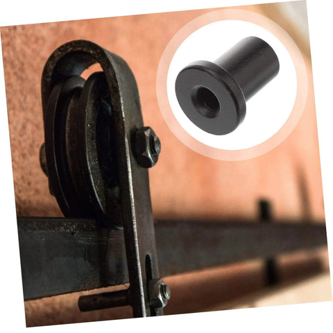 5Piece Sliding Barn Door Track Spacers Replacement Kit with Wall Supports for Quick and Easy Setup in black, close-up view