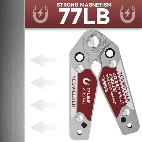 Adjustable Angle Welding Magnet With 20 To 200 Degree Range And 77 Lb Holding Power Magnetic Welding Holder For Fixturing Tacking