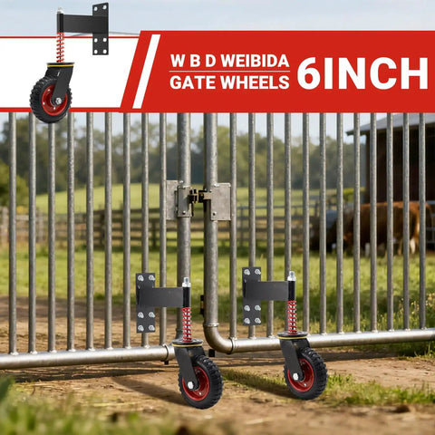 6 Inch Heavy Duty Gate Wheel With 500 Lbs Capacity For Metal Tube And Wooden Gates 360 Degree Swivel Spring Loaded