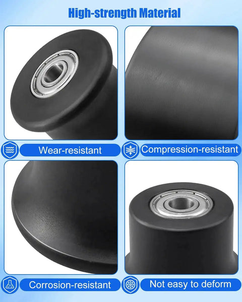 Close-up of Six Piece Rolling Seat Trolley Wheels Replacement for Blaze with stainless steel bearings and high-strength nylon material.