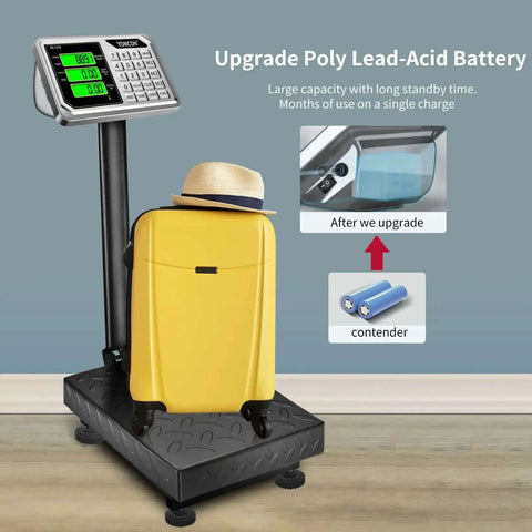 Pro Grade Digital Platform Scale For Packages And Luggage, 661 Lb Capacity, 0.1 Lb Precision, Commercial Scale With Price Computing