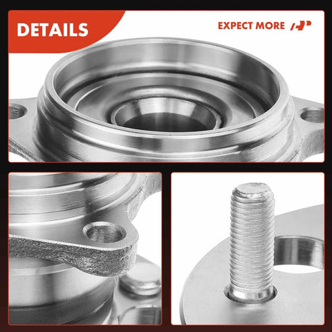 Close-up view of rear wheel bearing and hub assembly, showcasing 5 lug holes and heavy-duty build for Toyota RAV4 AWD 2001-2005.
