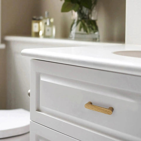 6 Pack White Oak Wood Drawer Pulls Rustic Cabinet Handles for Dresser and Kitchen Furniture Hardware 3 Inch Center to Center