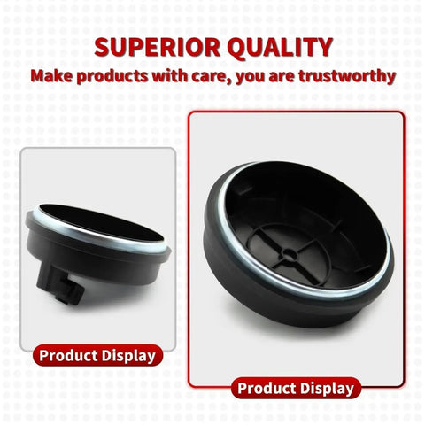 Rear hub ABS speed sensor housing, black plastic with silver ring; side view with connector and top view of inner cavity