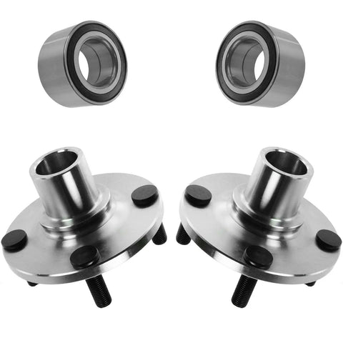 Front And Rear Wheel Bearing And Hub Kit Two Piece Set For Ford Escort 1991-2002 Mazda 323 1990-1994 shown with two hubs, two bearings.