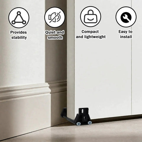Two Pack Sliding Barn Door Floor Guides For Bottom Track Adjustable Roller With Screws And Expansion Tubes Suitable For Home Office And Small Projects Durable ABS Construction Ideal For Indoor Home Renovations And Office Installations installed at door base