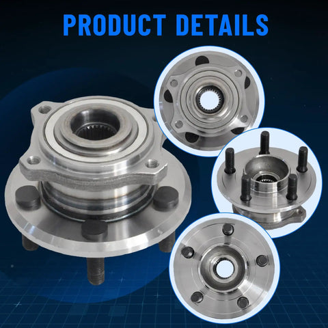 Rear Wheel Hub Bearing Assembly Pair Five Lug ABS Compatible For Dodge Challenger 2008, Charger 2006 To 2012, Magnum 2005 To 2008, Chrysler 300 2005 To 2009 Fits 512301x2 OE Style 513296 With Flange Diameter 5.9 Inches And Offset 2.4 Inches
