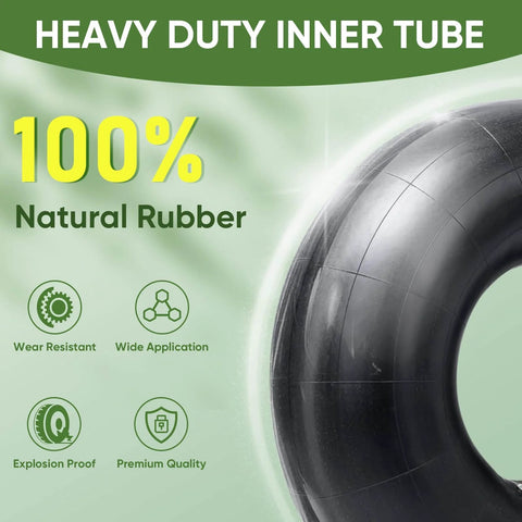 Heavy duty inner tube made of 100% natural rubber for durability, side view of 2 Pack 4.80 4.00 8 Inner Tubes With TR 13 Straight Valve.