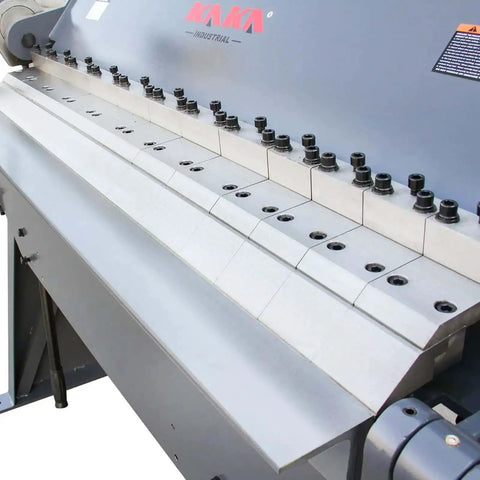 49 Inch Box And Pan Brake For Steel And Aluminum, 12 Gauge Capacity Up To 0.1 Inch Mild Steel, side view of adjustable metalworking brake