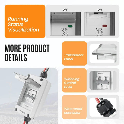Heavy Duty Solar Panel Disconnect Switch For 1000V DC And AC 60A Outdoor PV Disconnect IP65 Rated Mini Circuit Breaker design details