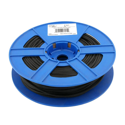 Black Window Screen Spline Roll 0.165 Inch Diameter, 250 Foot Length, on blue reel, for screen installation, hollow core, UV vinyl